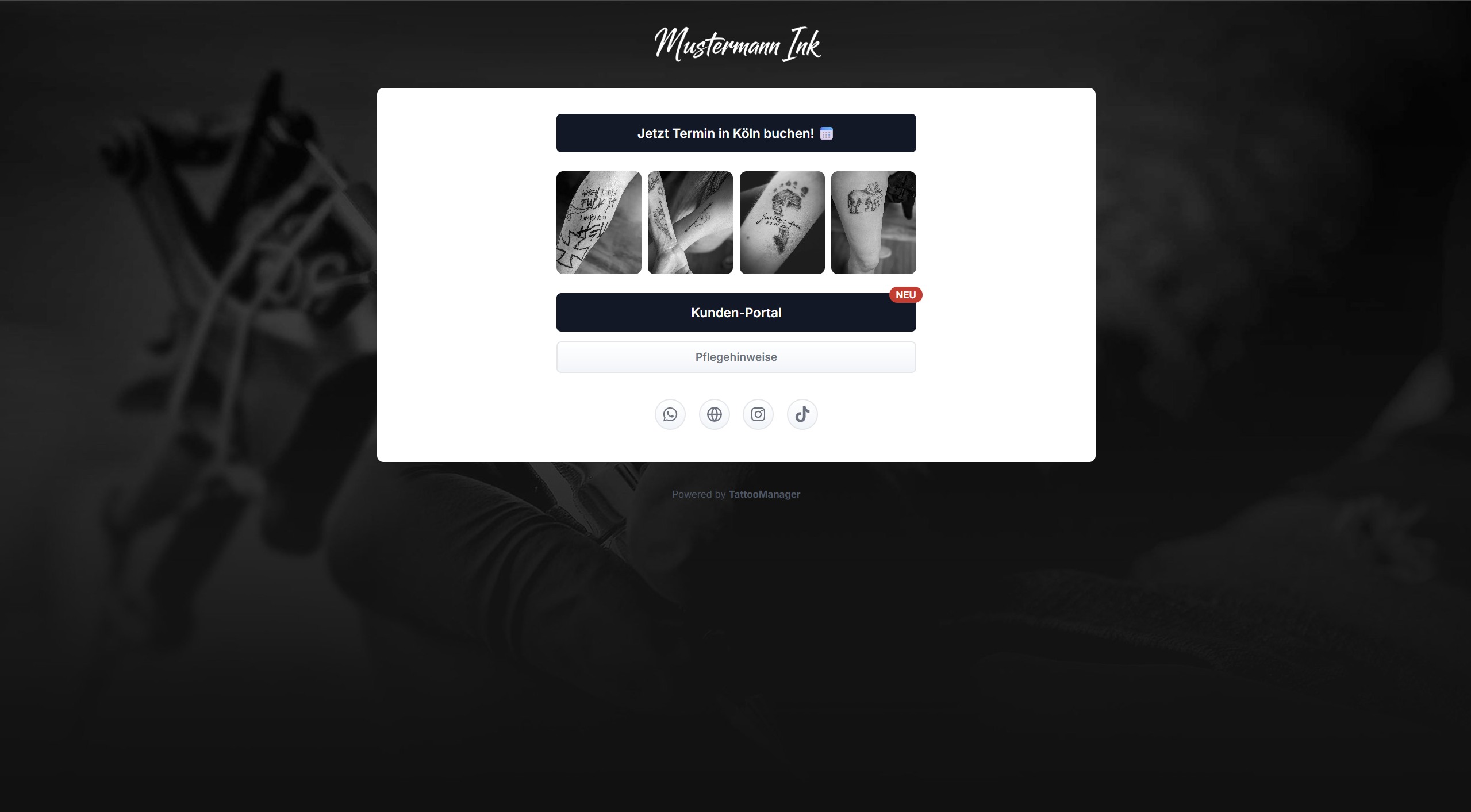 TattooManager Kundenportal – Startseite